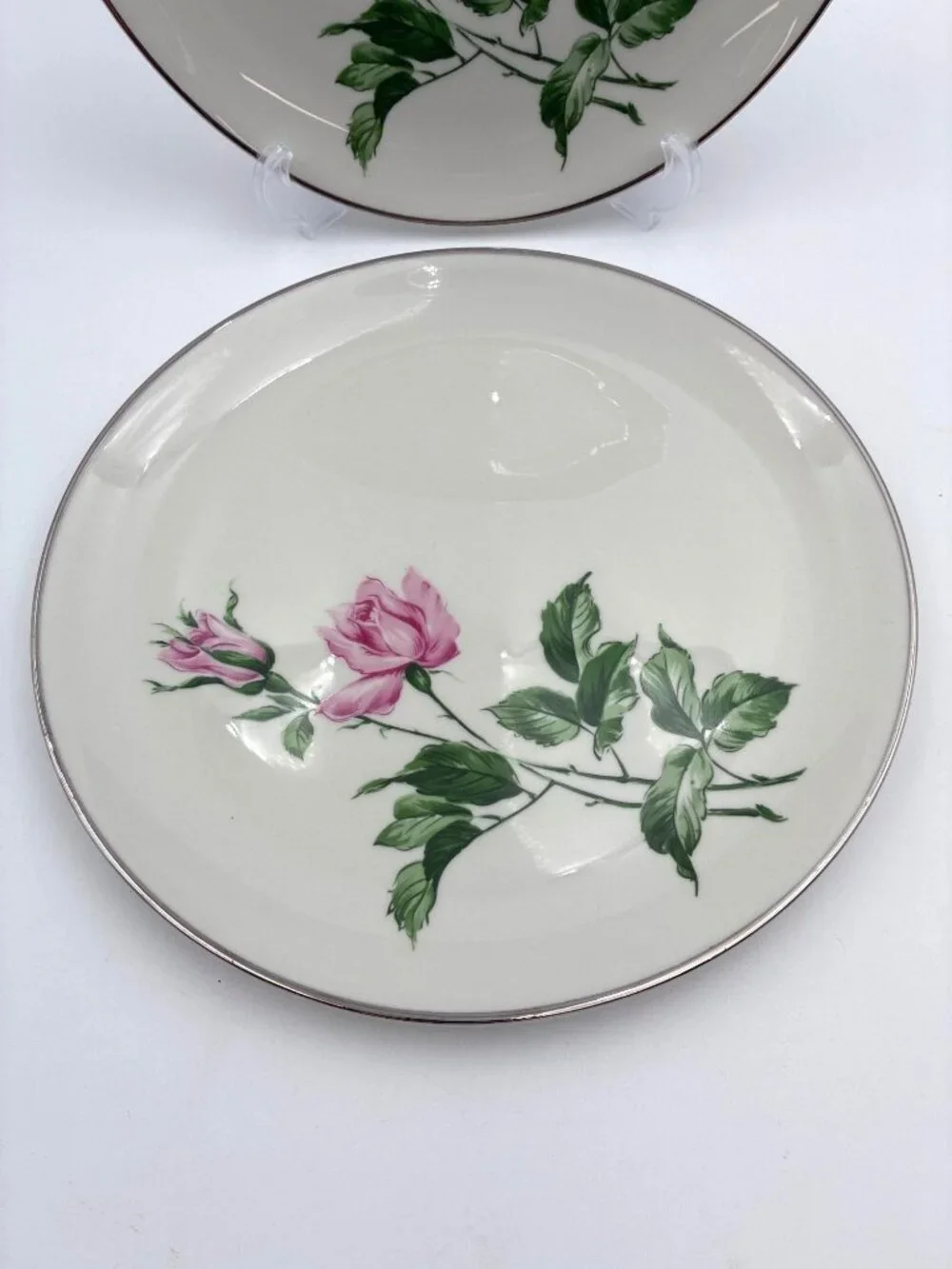 Youngsware YOU1 China Dinner Plates Set 2 Pink Rose Design 10